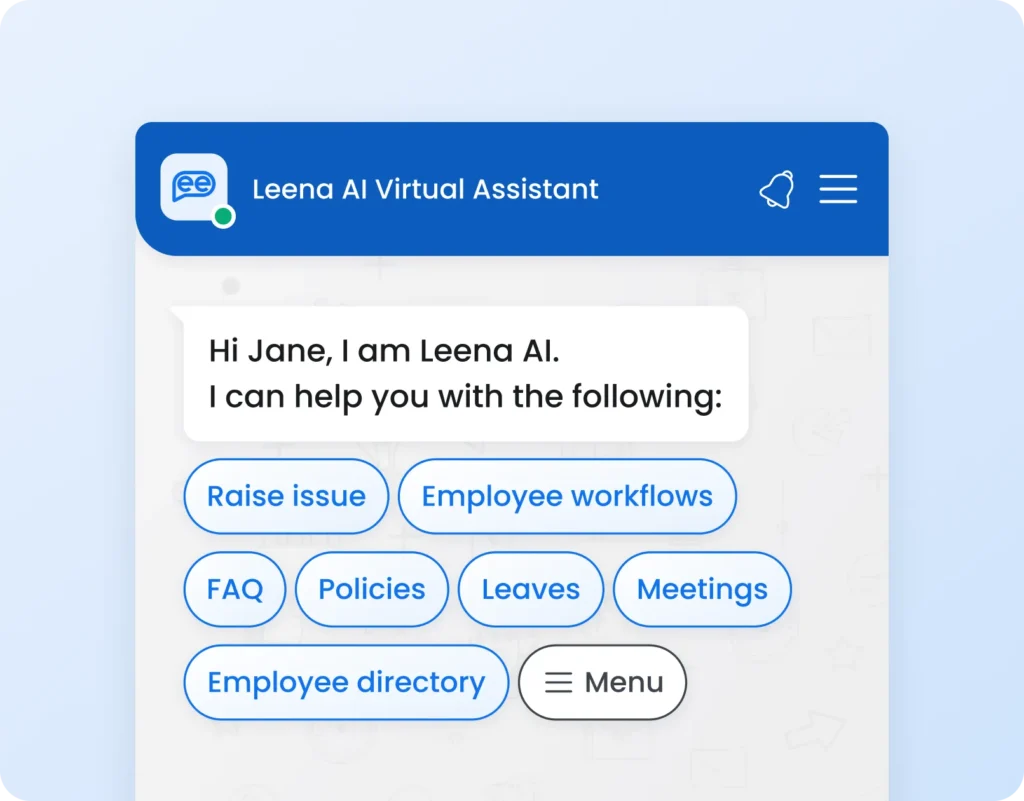 Using Leena AI virtual assistant chatbot.