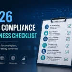The 2026 HR AI Compliance Readiness Checklist showing AI Governance, Data Privacy, Bias & Fairness, Transparency, Human Oversight, and Regulatory Compliance.