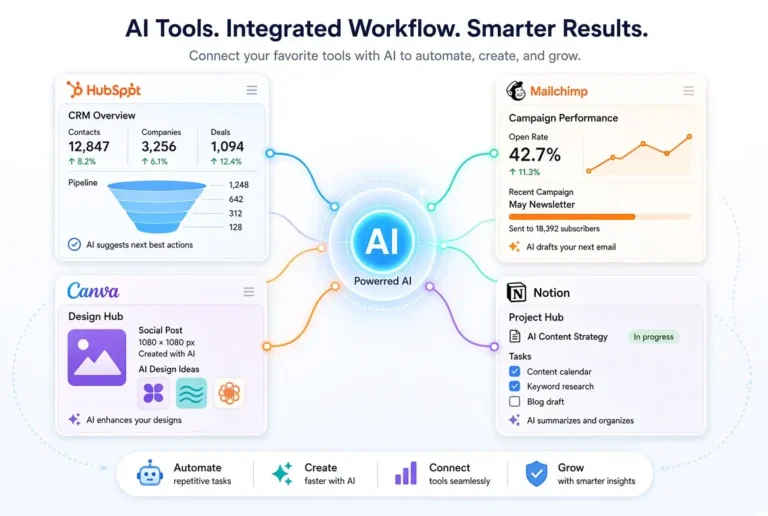 AI Tools That Integrate with HubSpot, Mailchimp, Canva, and Notion