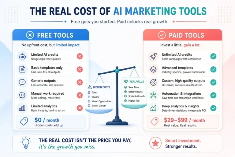 Real Cost of AI Marketing Tools (Free vs Paid Breakdown)