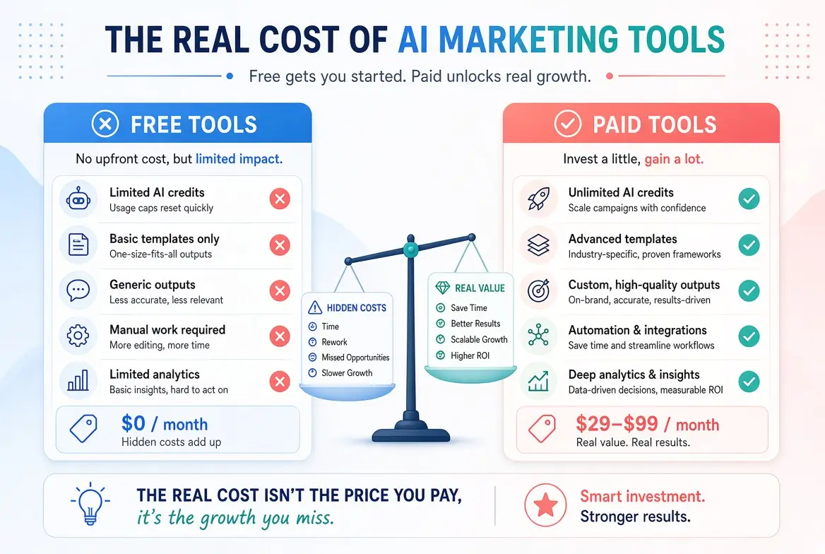 Real Cost of AI Marketing Tools (Free vs Paid Breakdown)